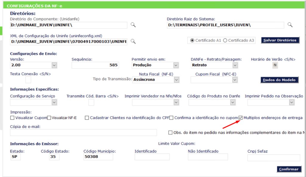 Como cadastrar vários endereços de entrega em uma nota fiscal